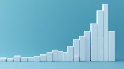 Ascending white blocks on blue background.