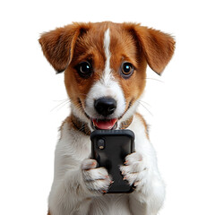 dog with phone
