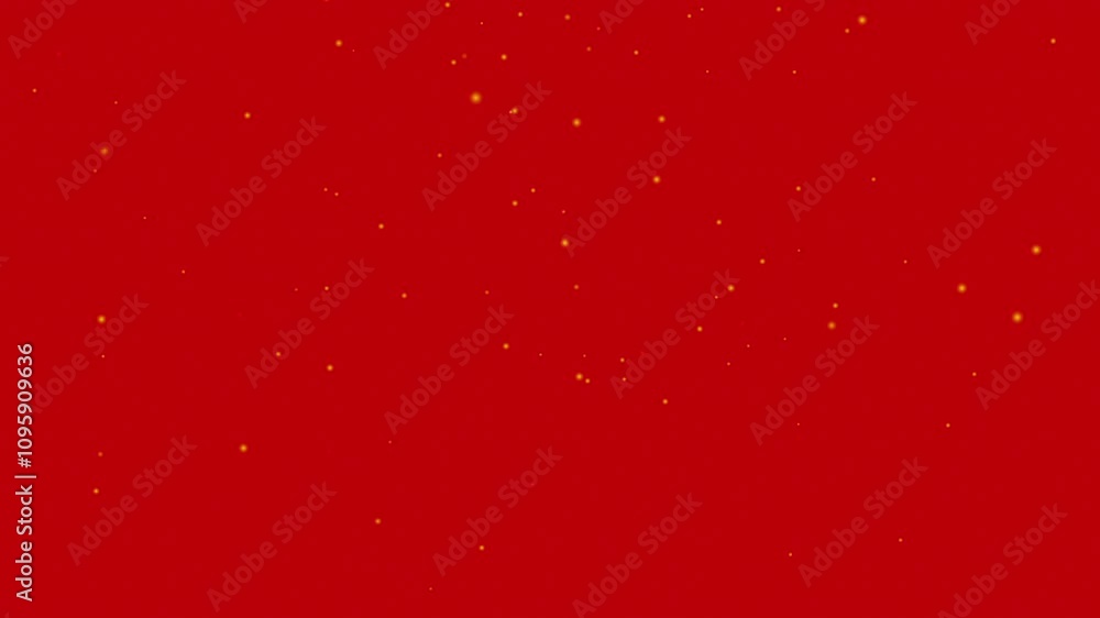 Poster snow falling down looping animation, red background color.