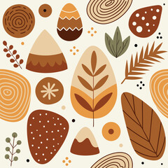 Whimsical Earth Tones: Abstract Shapes and Foliage Design