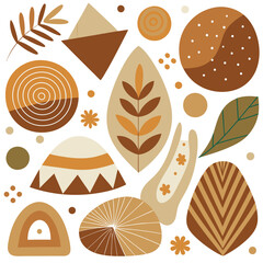 Earthy Abstract Shapes: Organic Foliage and Geometry