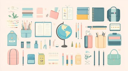 Colorful Collection Of School Supplies And Stationery Items