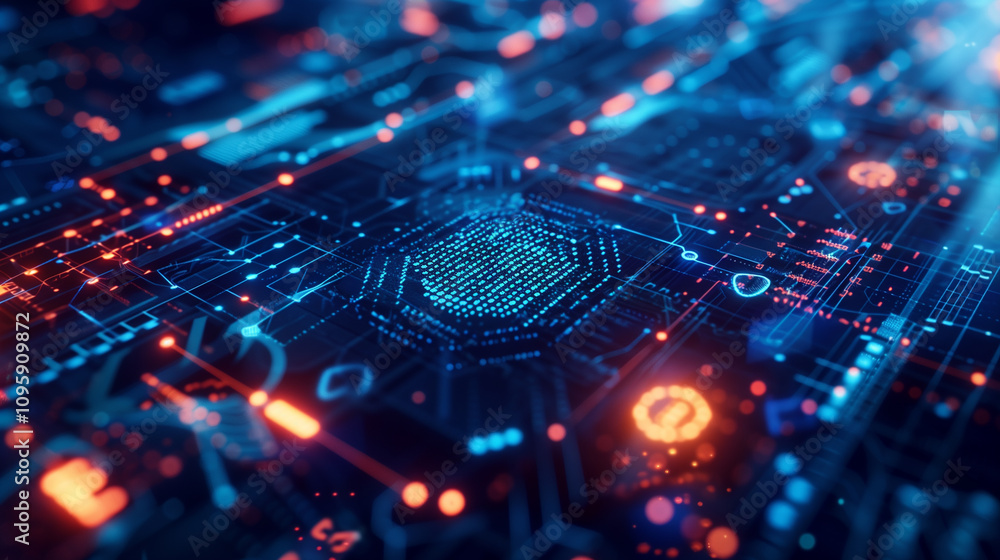 Poster a futuristic ai-powered cyber forensics lab, visualized with augmented overlays of data trails, digi