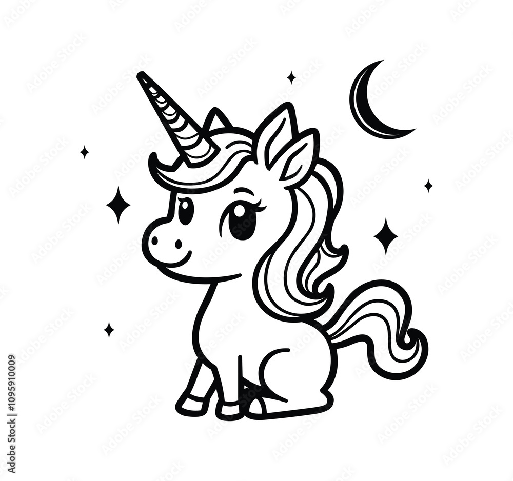 Wall mural Cute little unicorn vector