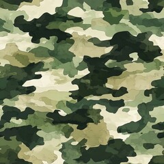 Watercolor Woodlands Tactical Camo Texture, Seamless Hunting Camouflage Pattern