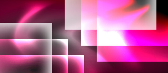 Fototapeta premium Dark neon colors with glass square shapes