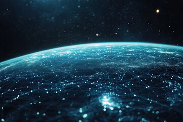 Fototapeta premium Floating digital connections in a 3D space, concept of global networking