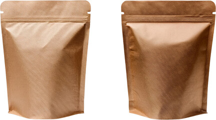Obraz premium Kraft Paper Stand Up Pouches Packaging Mockup Brown Bags Food Packaging Resealable