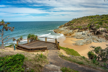 Ocean coastline as seen from wave lookout, Seventeen Seventy, Queensland, Australia