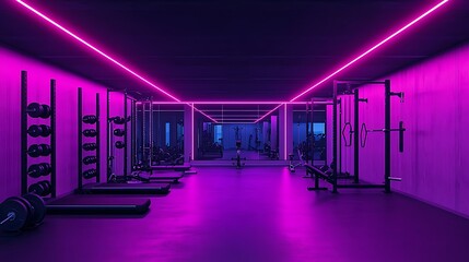 Fototapeta premium Neon-lit gym interior modern fitness studio digital space urban vibe