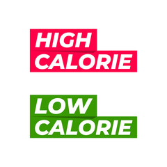 High Low Calorie Foods Healthy Word Icon Label Design Vector