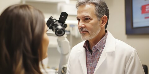 Obraz premium An image of a dermatologist consulting with a patient about skin damage and treatments, highlighting the importance of skin health.