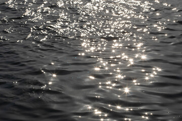 Sun reflection of waved water surface