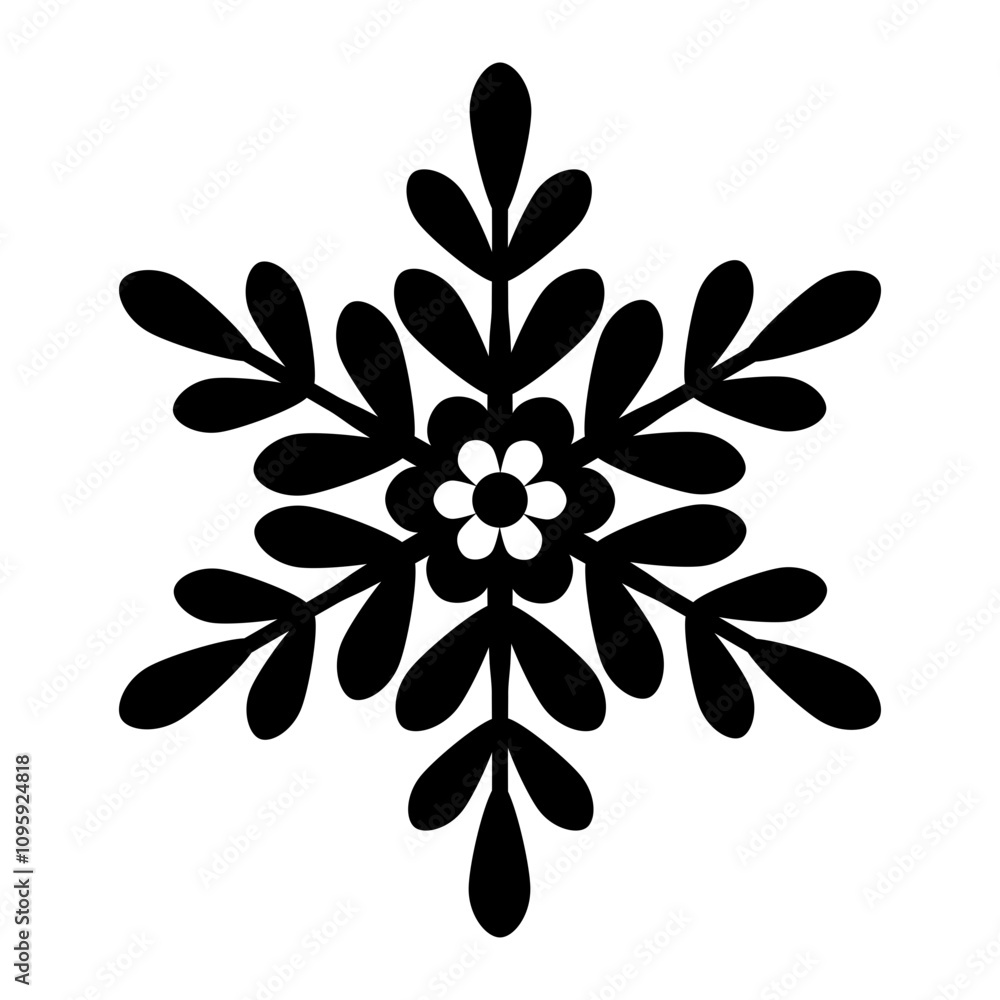 Wall mural black snowflake illustration, vector design elements of beautiful snowflake.