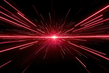 Fototapeta premium Red light beams radiate from central point in dynamic burst