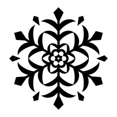 Black snowflake illustration, vector design elements of beautiful snowflake.