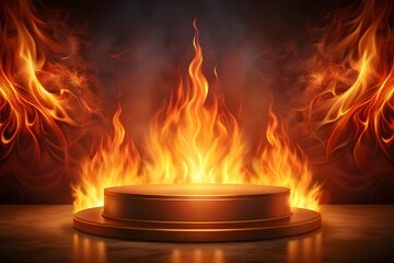 Fototapeta premium fire podium background for product display