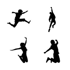 ジャンプする人物のシルエット