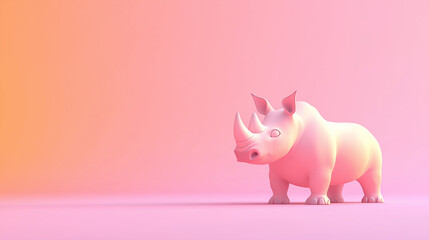 Obraz premium cartoon of rhinoceros in pastel background, free space for text
