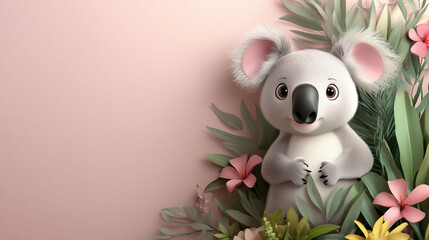 cartoon of koala with forest background