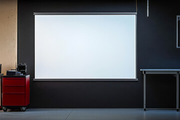 Workspace with presentation wall and equipment for professional use in a modern office setting