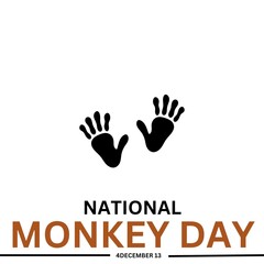 National Monkey Day. Monkey Day Poster, December 14. Important day. vector illustration.