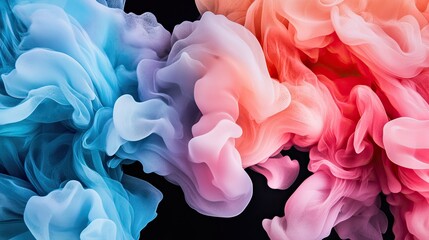 Fototapeta premium Abstract Colorful Smoke Swirls in Blue Pink on Black Background