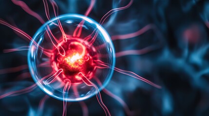 Obraz premium Abstract glowing plasma sphere with energy streams.
