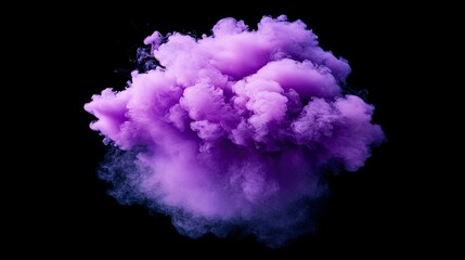 Fototapeta premium Vibrant Purple Smoke Cloud on Black Background for Creative Use