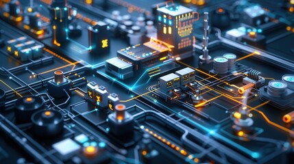 Obraz premium Optimizing Data Flow in a Digital Factory Enhancing Efficiency in Smart Manufacturing Environments