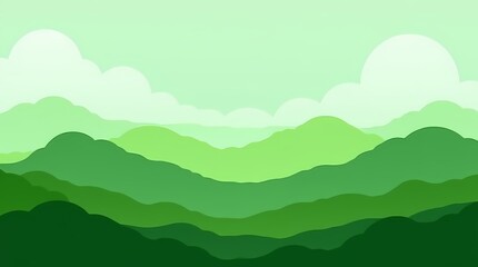 Obraz premium Abstract green landscape wallpaper, hills and mountains background. Organic green environment