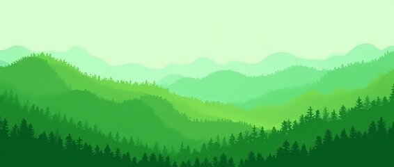 Obraz premium Abstract green landscape wallpaper, hills and mountains background. Organic green environment