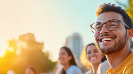 Happy Diverse Friends Smiling Outdoors Summer Lifestyle Young Adult Student Intern First Job Ambitious Career