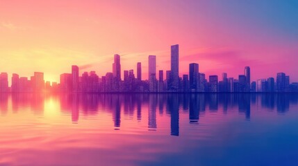 Fototapeta premium A Tranquil Futuristic Cityscape at Dawn