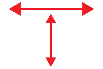 Vertical and horizontal double arrows. Two thin straight long arrows.