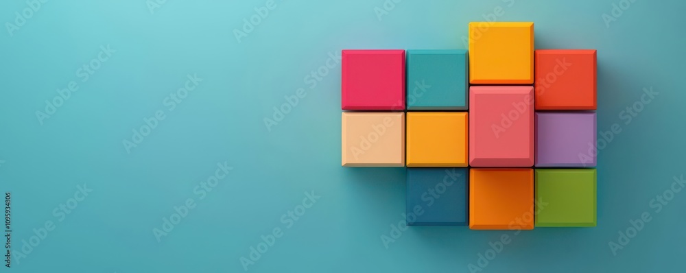 Poster value chain concept. layered approach to value chain components, stylized blocks, 3d illustration