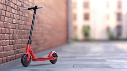 transportation and logistics concept. Electric scooter sharing station, urban setting, 3D illustration