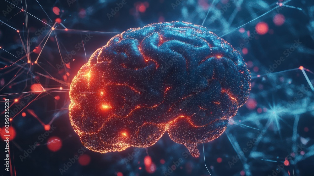 Poster abstract brain patterns and neural networks against
