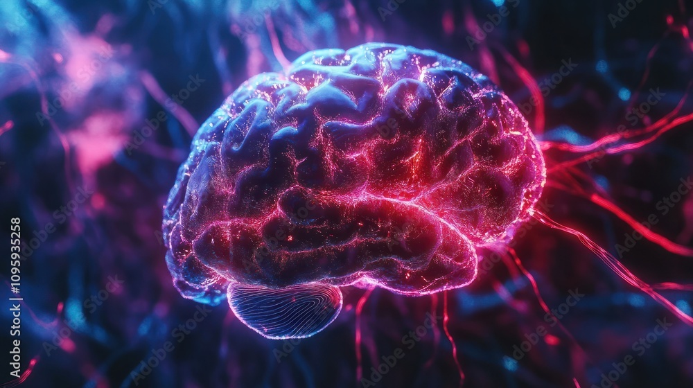 Poster abstract brain patterns and neural networks against