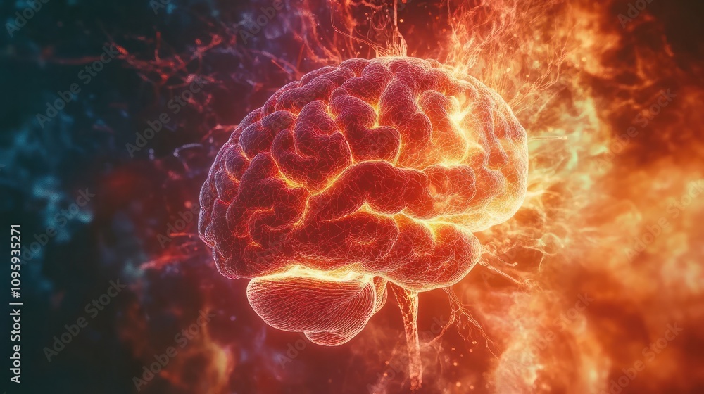 Poster abstract brain patterns and neural networks against