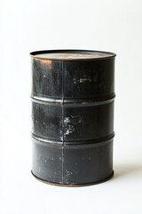 Black oil barrel on white background