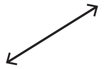 Diagonal thin double arrow. Vector illustration.