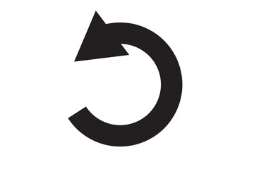 Wide bold semi circle arrow. Vector illustration. Semicircular rounded curved one-sided arrow.