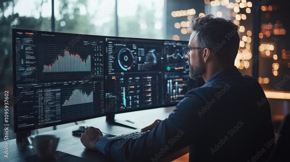 Poster advanced business intelligence and analytics background with data visualization tools for corporate 