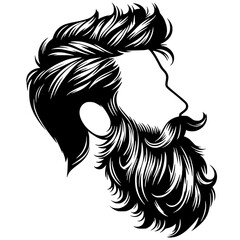 Silhouette sketch of hairstyle and beard
