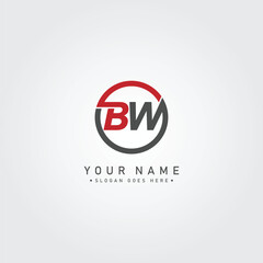 Initial BW Vector Logo - Elegant Monogram Template for letter B and W for your Business