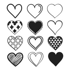 Heart icon set with different shapes 