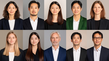 Diverse Team Headshots Professionals Business Portraits People