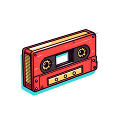 Obraz premium Retro cassette tape in bold vector design with vibrant colors in a playful style