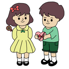 Cute girl and cute boy theme valentine day
